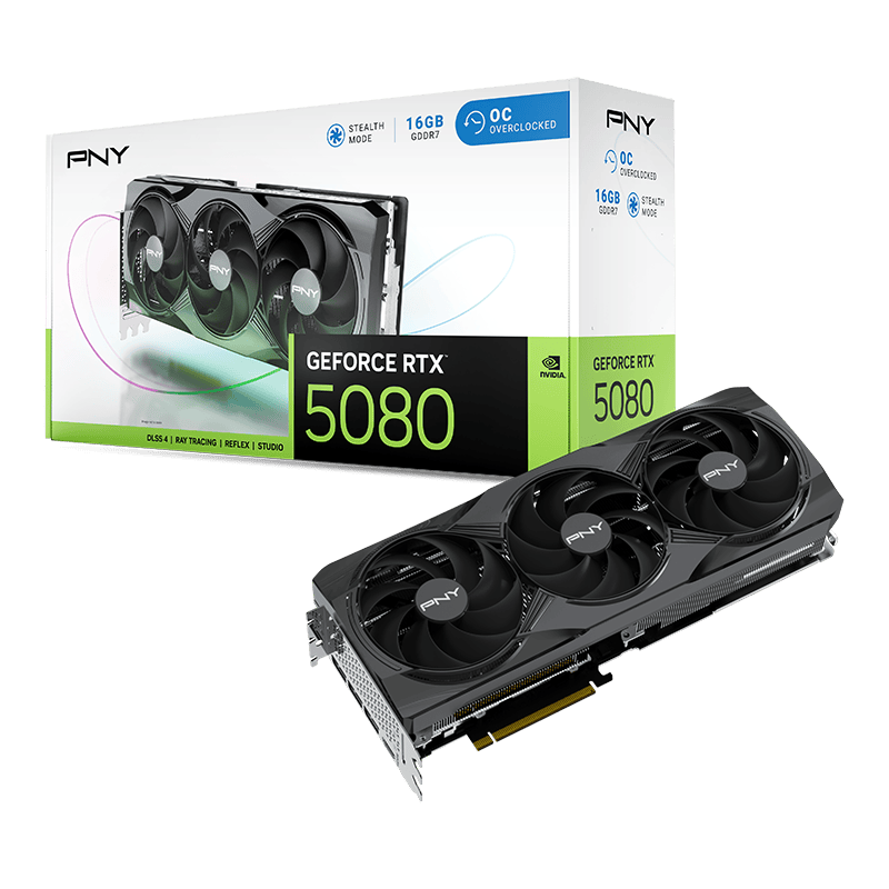 وحدة معالجة الرسوميات PNY GeForce RTX™ 5080 16GB بثلاثة مراوح