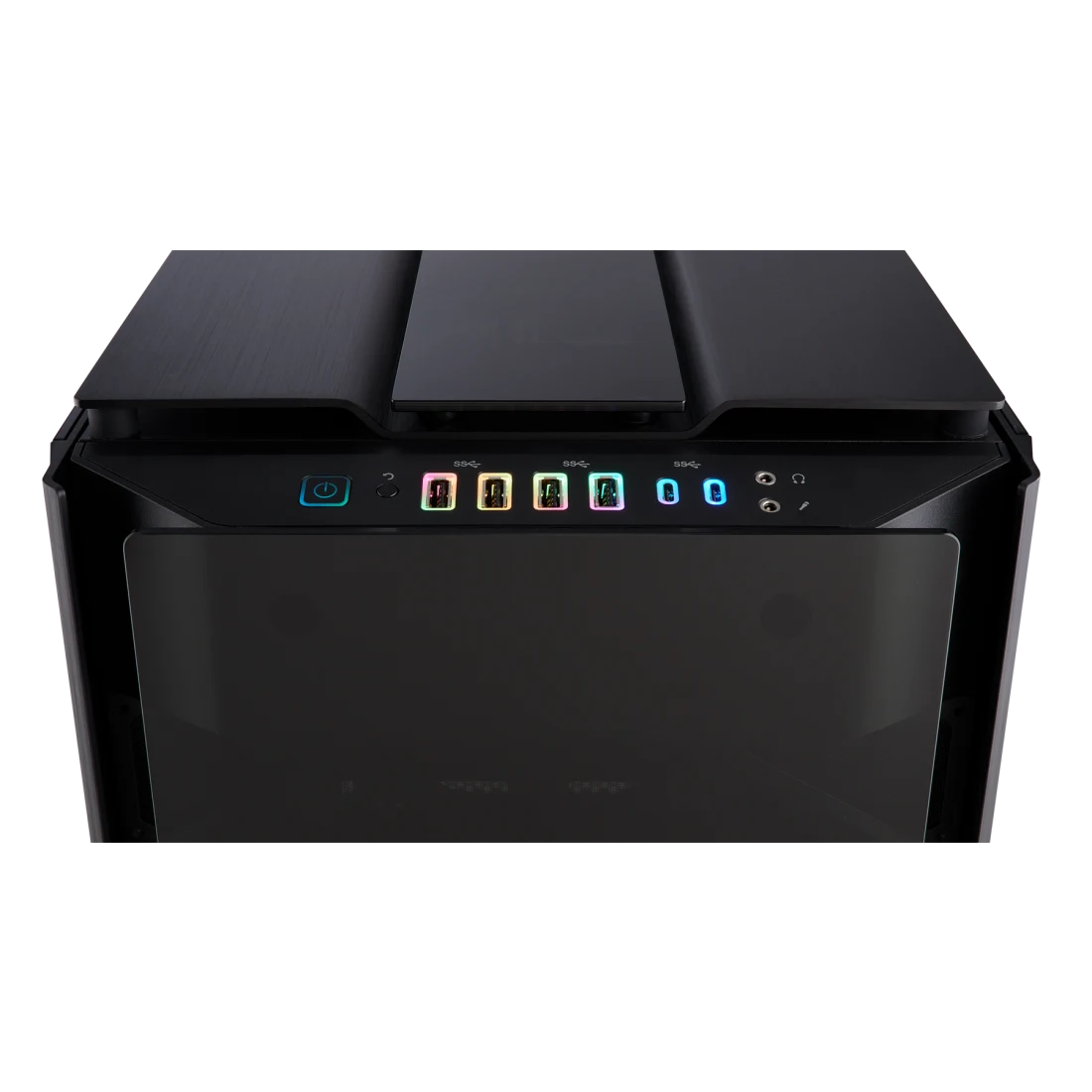 صندوق حاسوب Corsair Obsidian Series 1000D Super-Tower، تصميم بنظام مزدوج، هيكل ذكي فاخر من الزجاج المقوى والألومنيوم - أسود