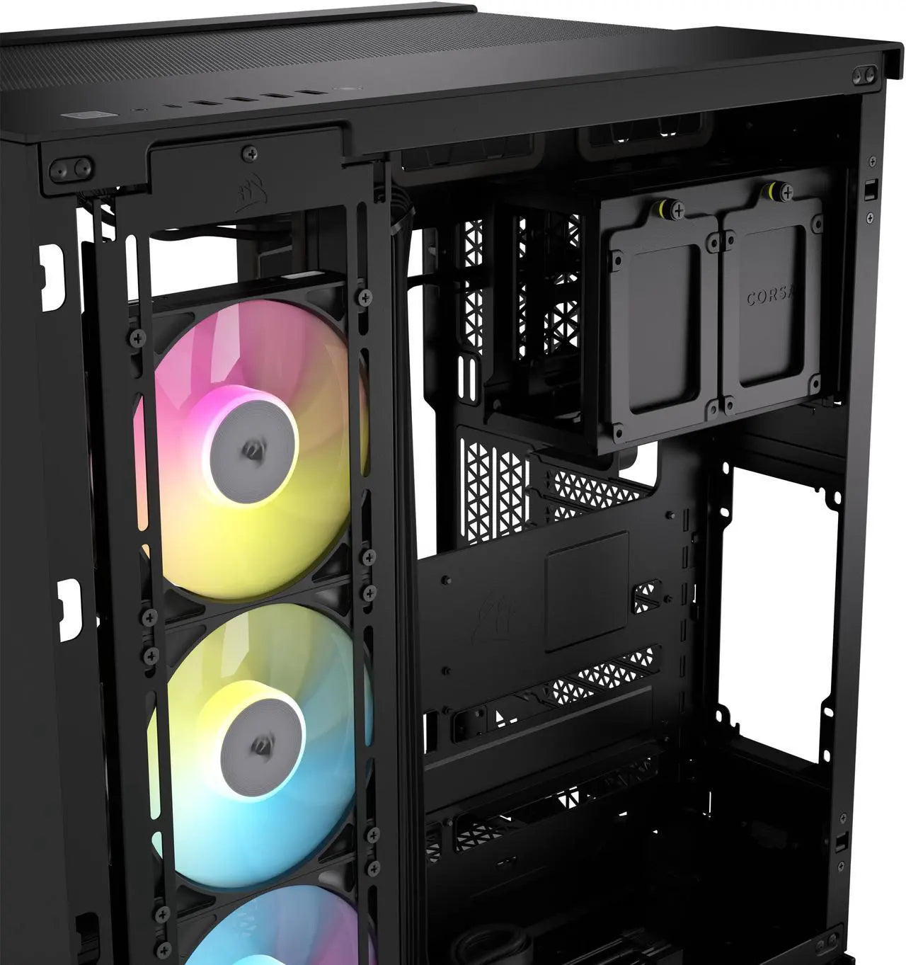 علبة كمبيوتر Corsair iCUE LINK 6500X RGB Mid Tower ATX مزدوجة الحجرات، متوافقة مع اللوحات الأم ذات الاتصال العكسي