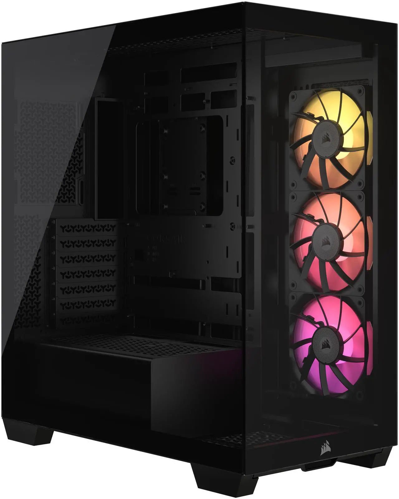 علبة كمبيوتر Corsair iCUE LINK 3500X RGB Mid Tower، زجاج مقسّى بانورامي، متوافقة مع اللوحات الأم ذات الاتصال العكسي