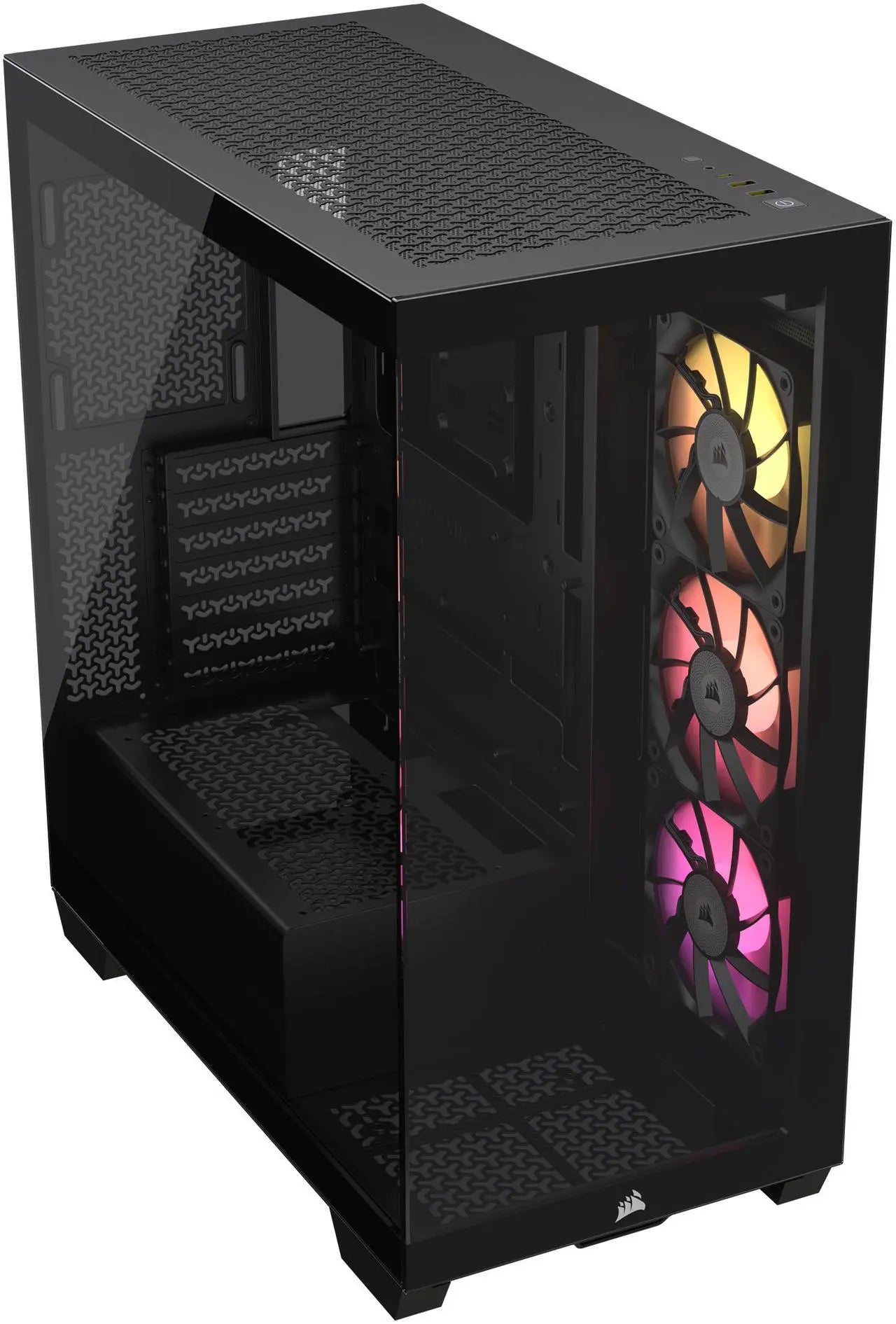 علبة كمبيوتر Corsair iCUE LINK 3500X RGB Mid Tower، زجاج مقسّى بانورامي، متوافقة مع اللوحات الأم ذات الاتصال العكسي