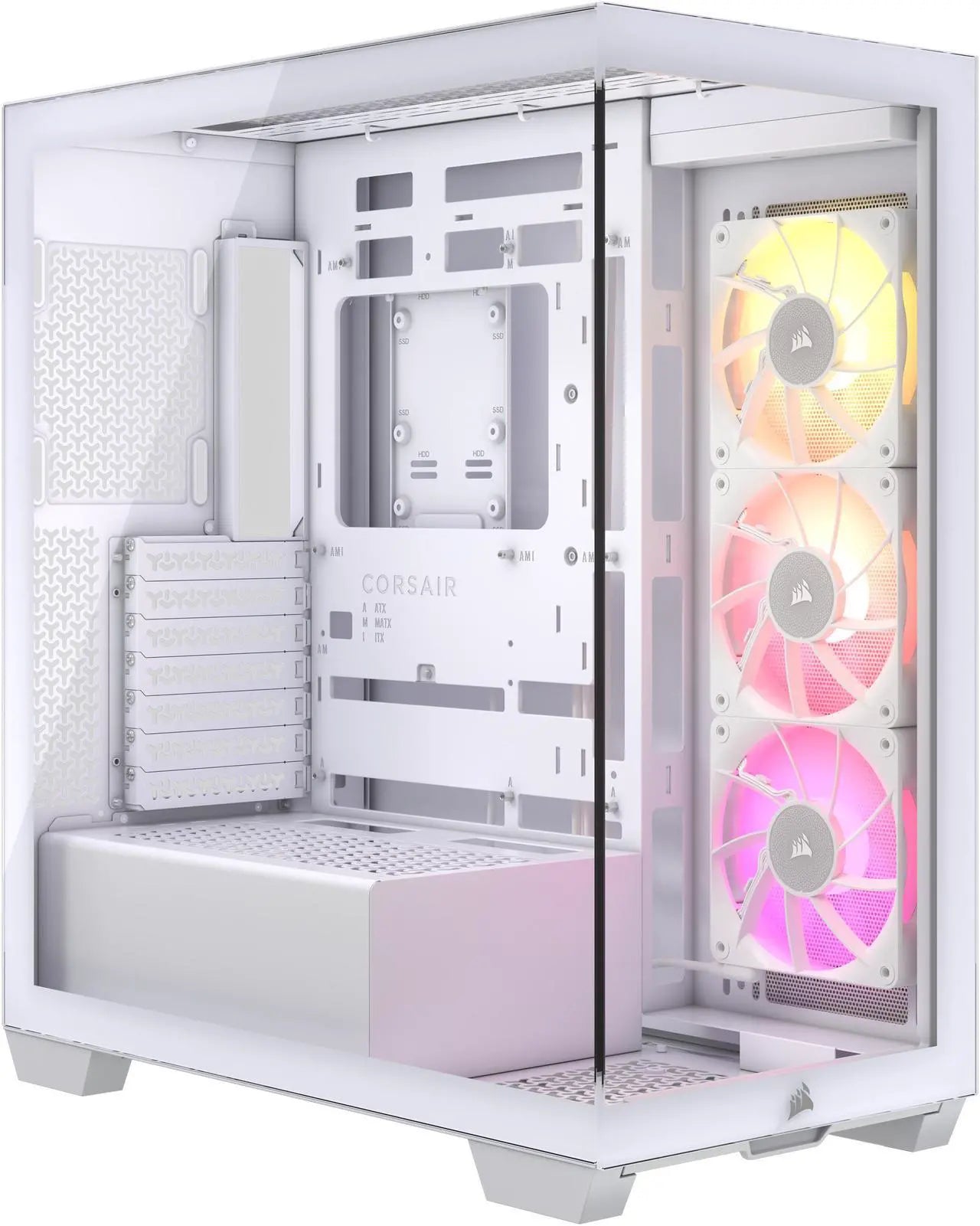 علبة كمبيوتر Corsair iCUE LINK 3500X RGB Mid Tower، زجاج مقسّى بانورامي، متوافقة مع اللوحات الأم ذات الاتصال العكسي