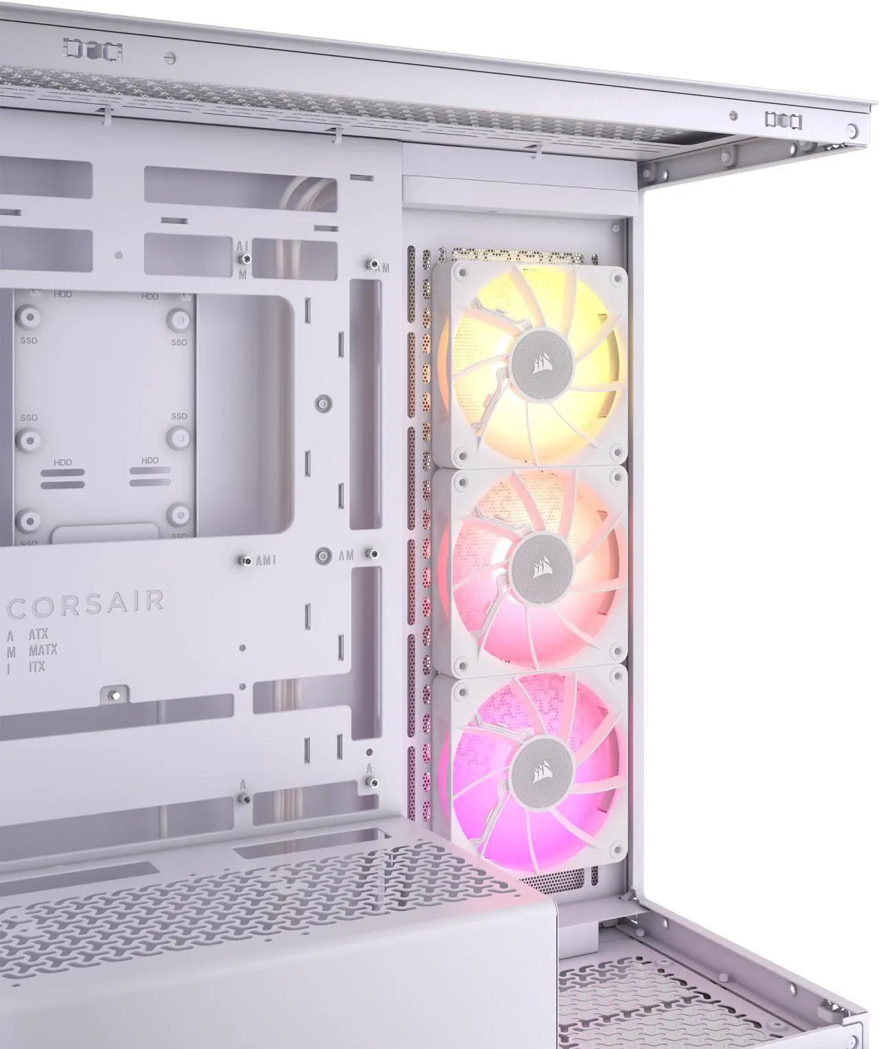 علبة كمبيوتر Corsair iCUE LINK 3500X RGB Mid Tower، زجاج مقسّى بانورامي، متوافقة مع اللوحات الأم ذات الاتصال العكسي