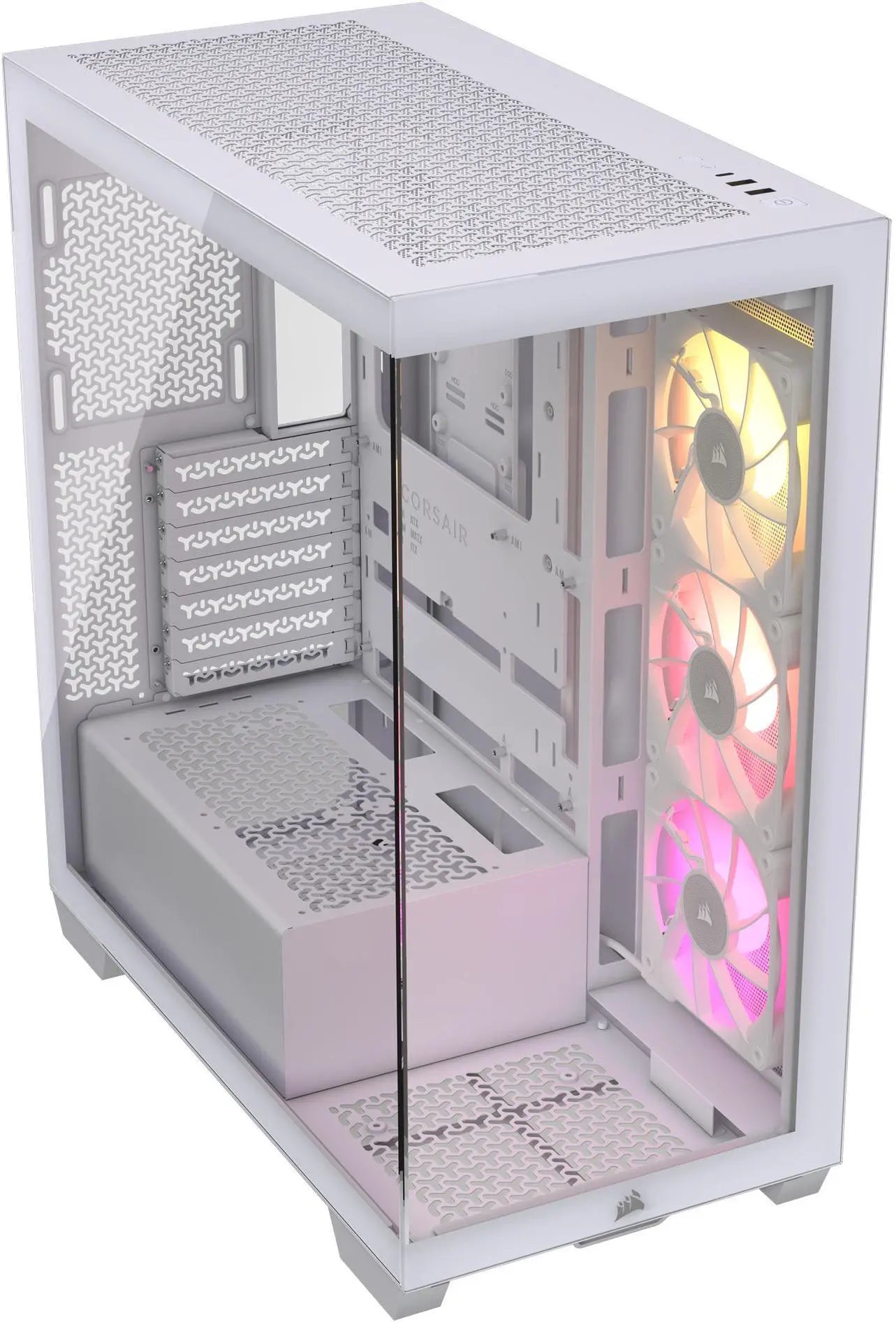 علبة كمبيوتر Corsair iCUE LINK 3500X RGB Mid Tower، زجاج مقسّى بانورامي، متوافقة مع اللوحات الأم ذات الاتصال العكسي