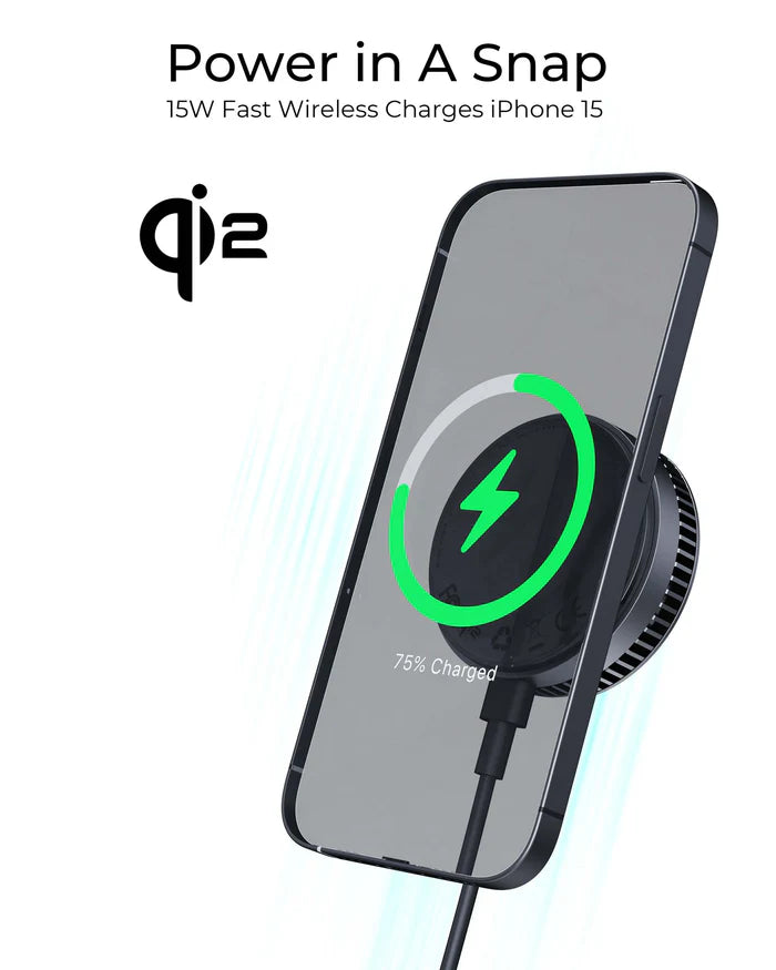 AUKEY 15W Qi2 Wireless Charger with 1.5m USB-C Cable (LC-G10-GY)