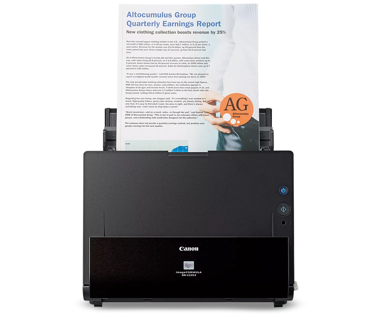 ماسحة مستندات مكتبية Canon imageFORMULA DR-C225 II، مصباح LED ثلاثي الألوان RGB، USB