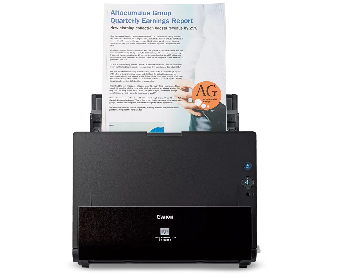 ماسحة مستندات مكتبية Canon imageFORMULA DR-C225 II، مصباح LED ثلاثي الألوان RGB، USB