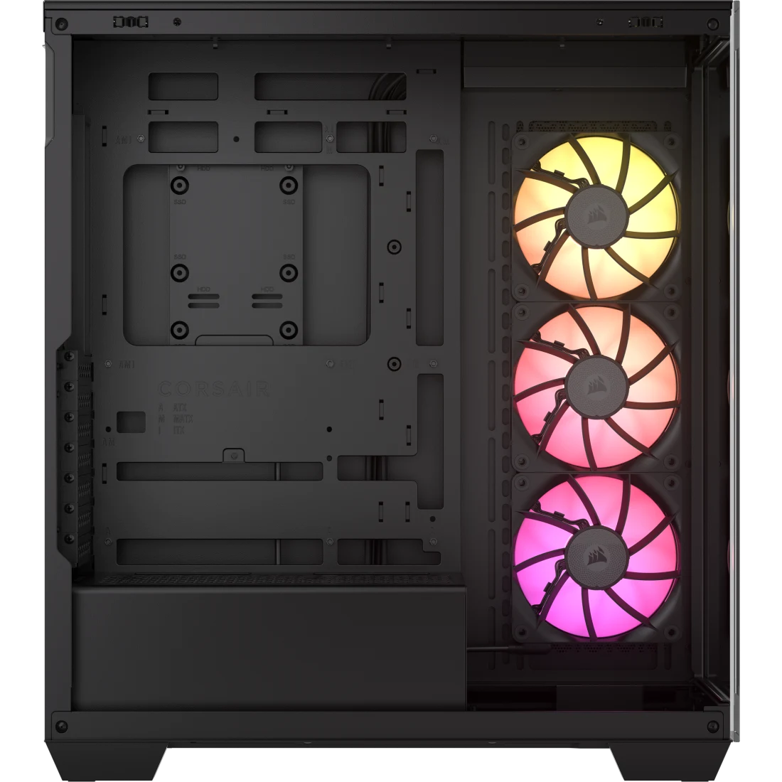 علبة كمبيوتر Corsair iCUE LINK 3500X RGB Mid Tower، زجاج مقسّى بانورامي، متوافقة مع اللوحات الأم ذات الاتصال العكسي