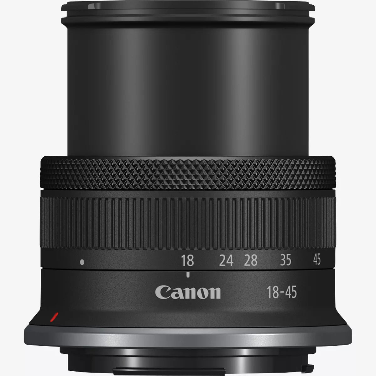 عدسة كانون RF-S مقاس 18-45 مم ببعد بؤري F4.5-6.3 مع خاصية تثبيت الصورة البصري (IS)، و4 درجات لتثبيت الصورة، وتركيز بؤري هادئ، وفتحة عدسة ذات 7 شفرات