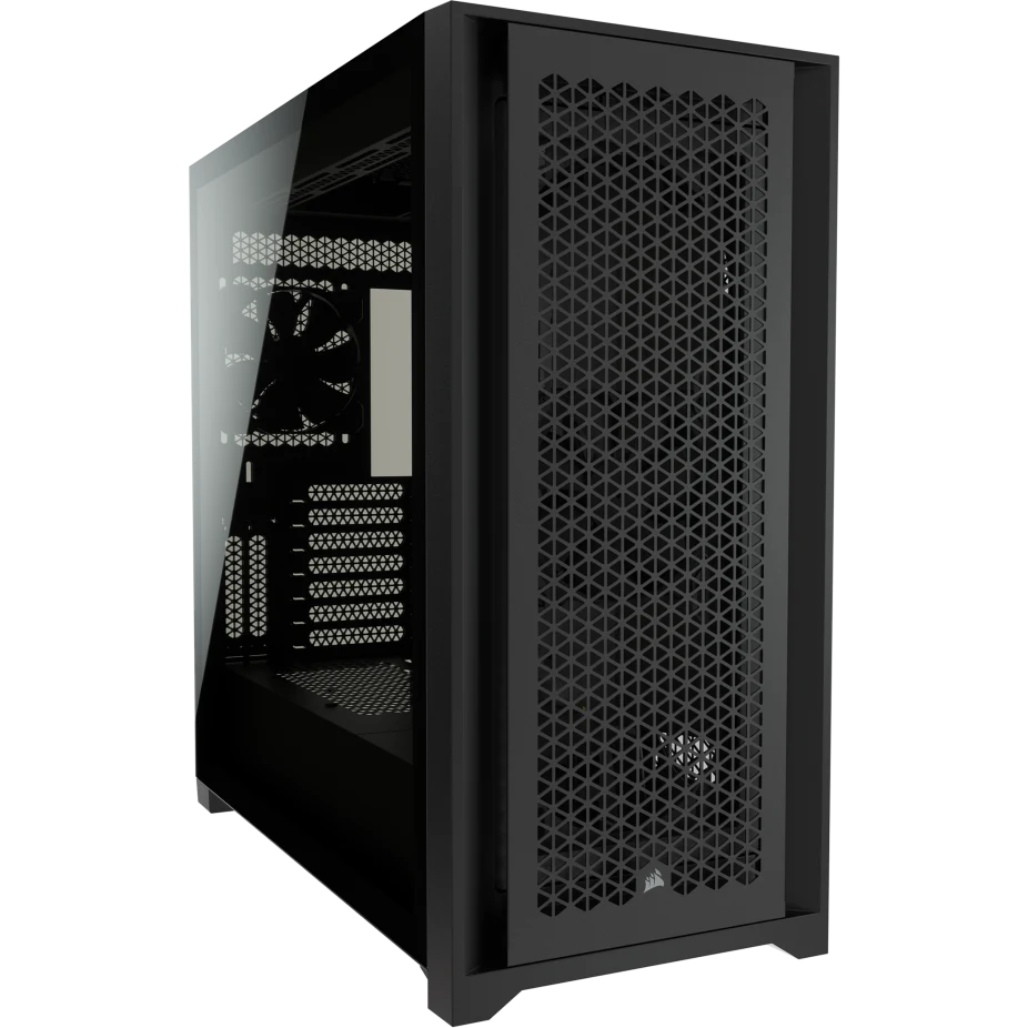 صندوق كمبيوتر مكتبي Corsair 5000D Airflow متوسط الحجم (Mid Tower ATX) من الزجاج المقوى، نظام إدارة الكابلات
