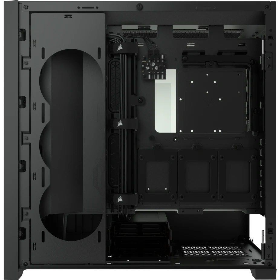 صندوق كمبيوتر مكتبي Corsair 5000D Airflow متوسط الحجم (Mid Tower ATX) من الزجاج المقوى، نظام إدارة الكابلات