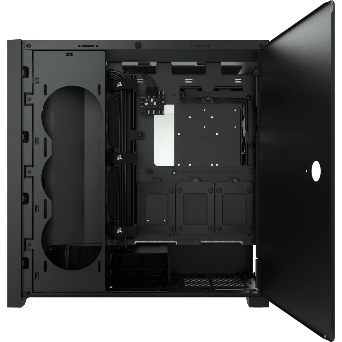 صندوق كمبيوتر مكتبي Corsair 5000D Airflow متوسط الحجم (Mid Tower ATX) من الزجاج المقوى، نظام إدارة الكابلات