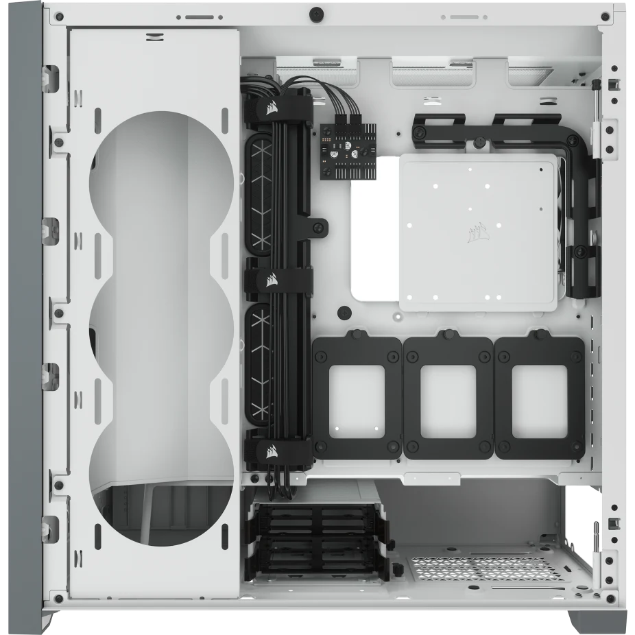 صندوق كمبيوتر مكتبي Corsair 5000D Airflow متوسط الحجم (Mid Tower ATX) من الزجاج المقوى، نظام إدارة الكابلات