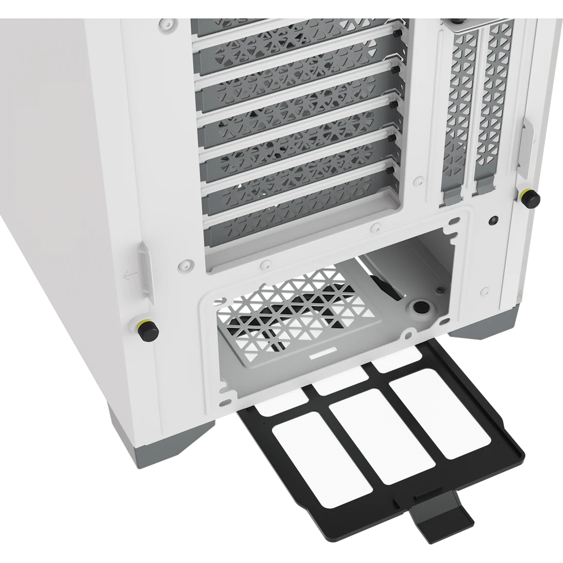صندوق كمبيوتر مكتبي Corsair 5000D Airflow متوسط الحجم (Mid Tower ATX) من الزجاج المقوى، نظام إدارة الكابلات