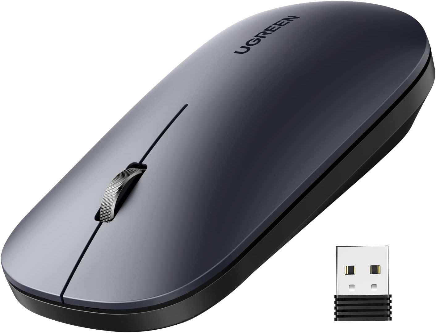 ماوس لاسلكي محمول من Ugreen مع مستقبل USB، 4000 نقطة لكل بوصة، اتصال 2.4 جيجاهرتز، عمر بطارية 18 شهرًا
