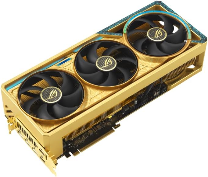 بطاقة رسومات ASUS ROG Astral GeForce RTX 5090 Dhahab OC Edition سعة 32 جيجابايت GDDR7 بأربعة مراوح