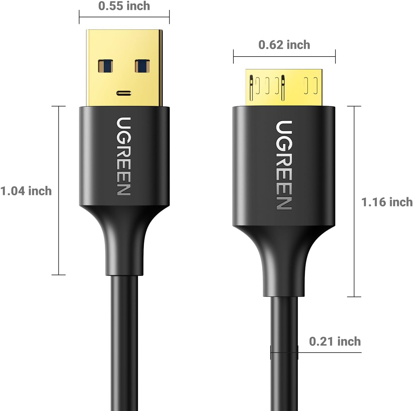 كابل Ugreen USB 3.0 ذكر A إلى Micro USB 3.0 ذكر، سرعة عالية 5 جيجابت في الثانية