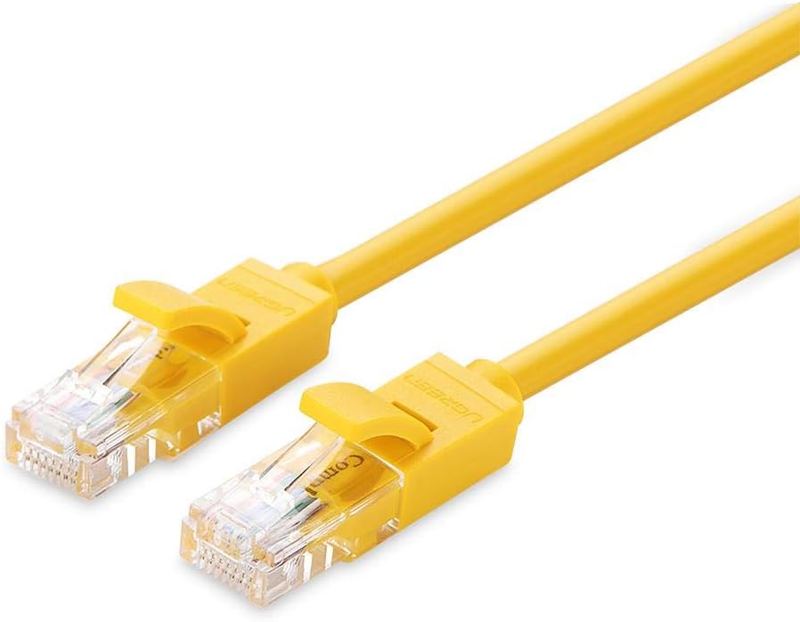 كابل إيثرنت Ugreen CAT5 UTP، طول الكابل 5 متر، سرعة نقل البيانات 1000 ميجابت في الثانية، أصفر