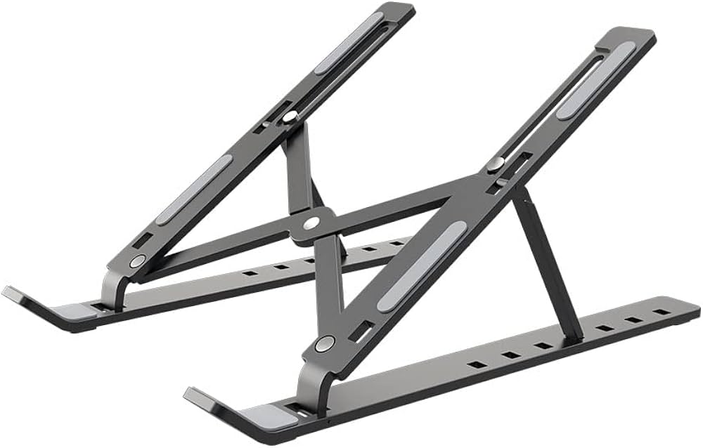 Green X-Foldable Portable Laptop Stander, Adjustable 4 Gears And Anti Slip Silicone Pad - Gray