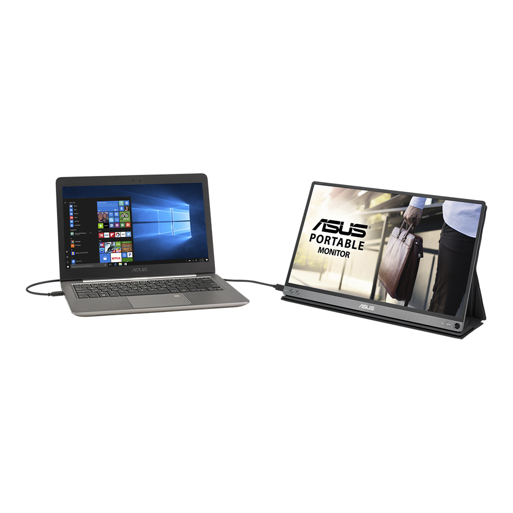 شاشة ASUS MB169B+ المحمولة USB مقاس 16 بوصة، دقة Full HD، لوحة IPS، غطاء ذكي