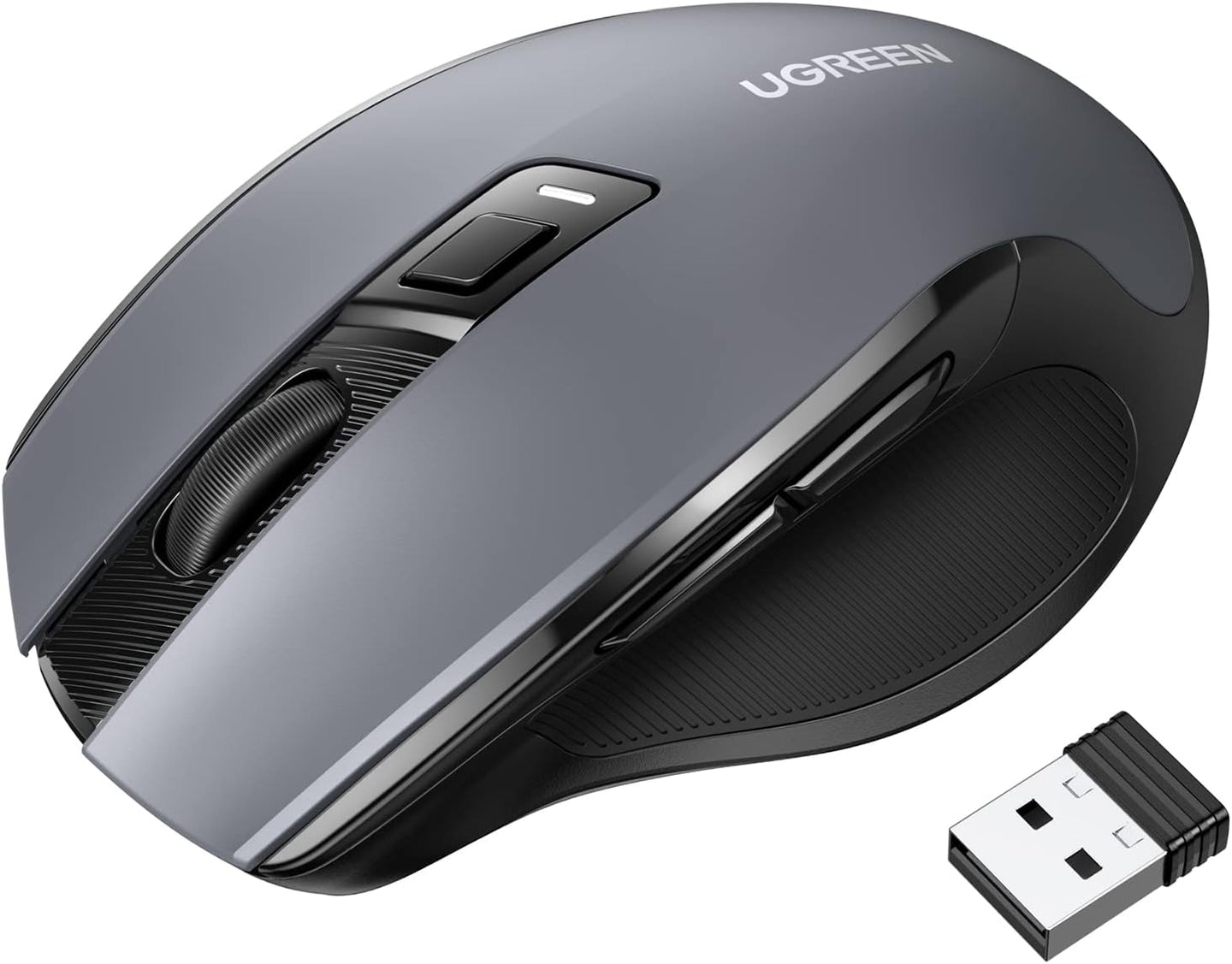 ماوس لاسلكي Ugreen 2.4G مع مستقبل USB، 5 مستويات 4000 نقطة لكل بوصة، 6 أزرار، عمر بطارية 18 شهرًا، ماوس لاسلكي