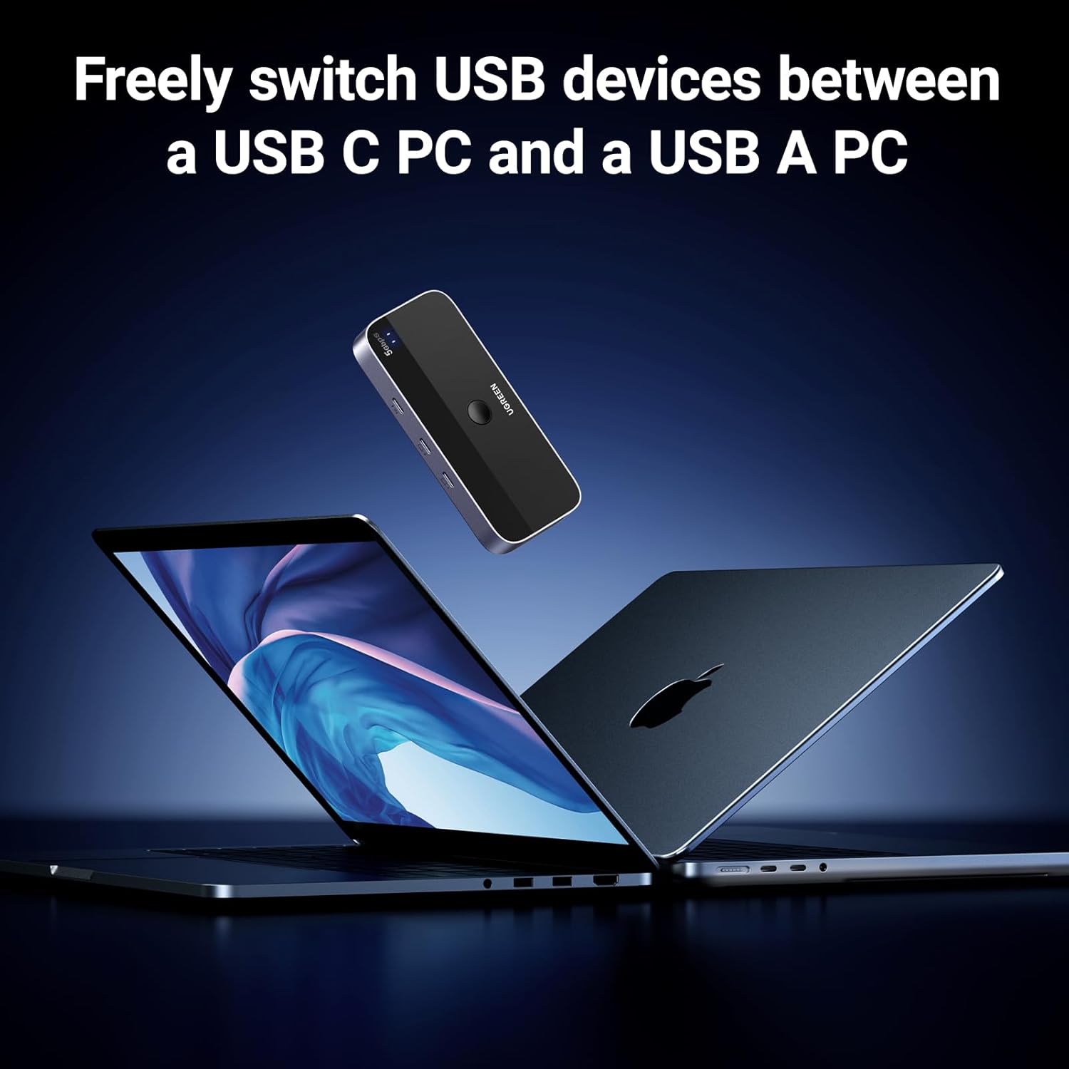 محول Ugreen USB Switch A & C لإدخال أجهزة الكمبيوتر يشارك 4 منافذ USB، محدد محول USB
