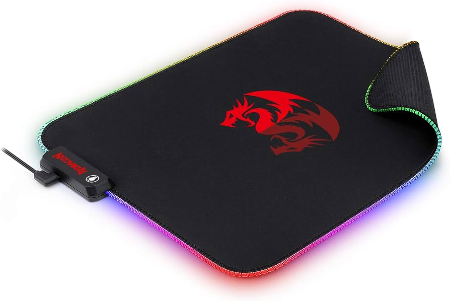 Redragon Large RGB Gaming Mouse Pad, Soft With Nonslip Base, Black \ Red - P026