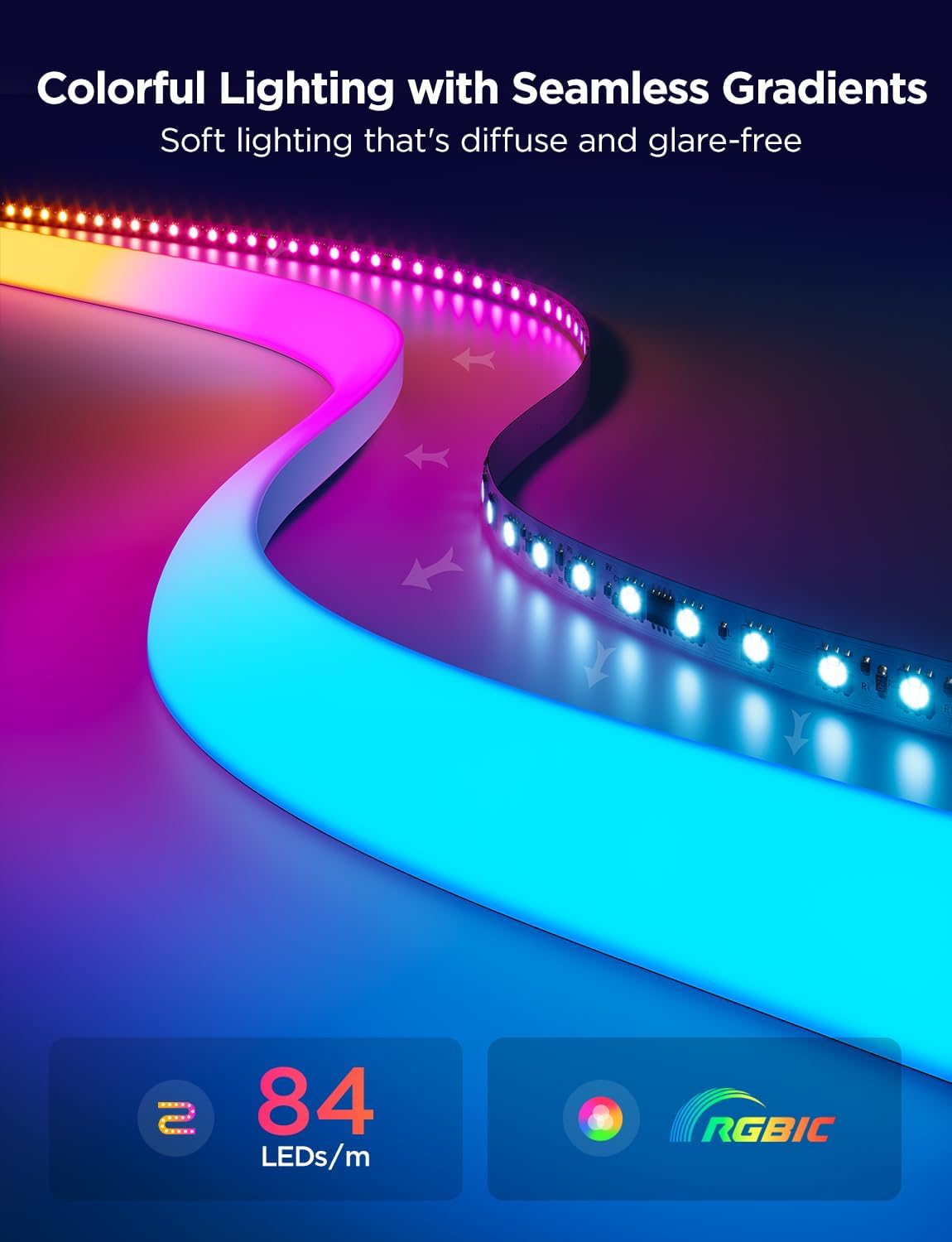 Govee Neon LED Strip Light, Works With Alexa And Google Assistant - 5m