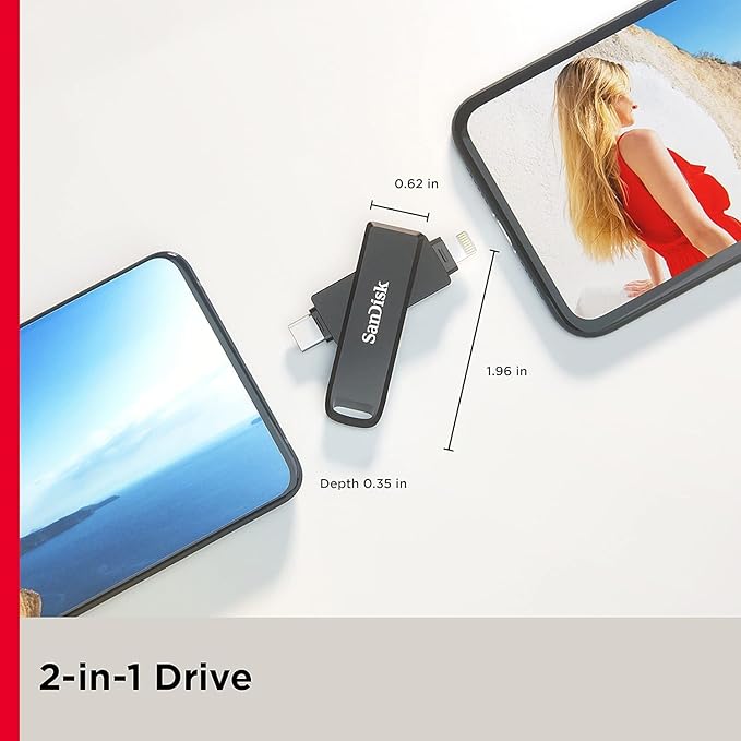 SanDisk iXpand Flash Drive Luxe 128GB USB-C & Lightning