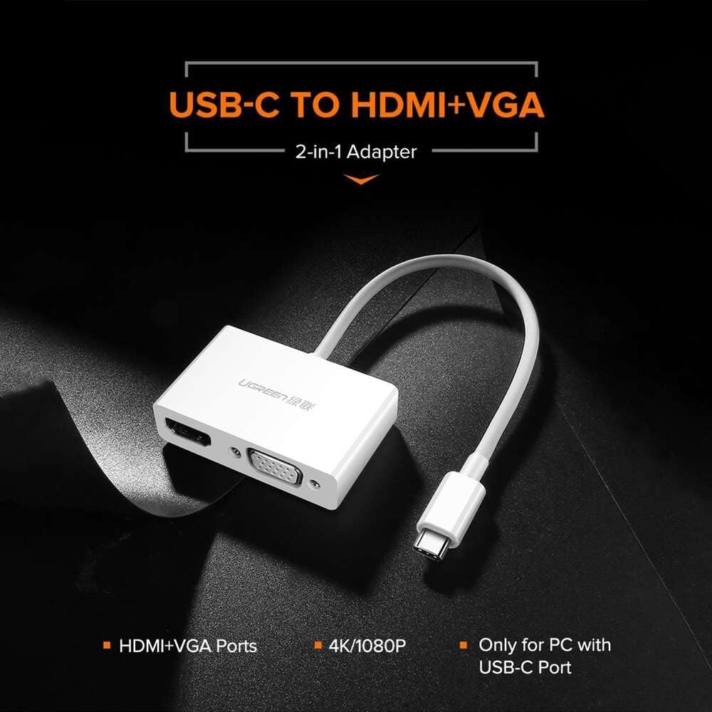 Ugreen 1080P 4K USB-C to HDMI and VGA Converter Plug and Play