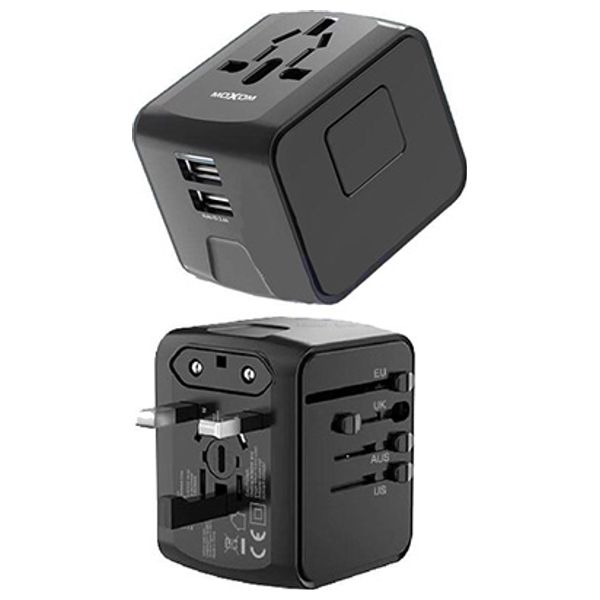 Moxom Multiport Travel Wall Charger And Socket, With Smart Charging Technology Support, Black - MX-HC100
