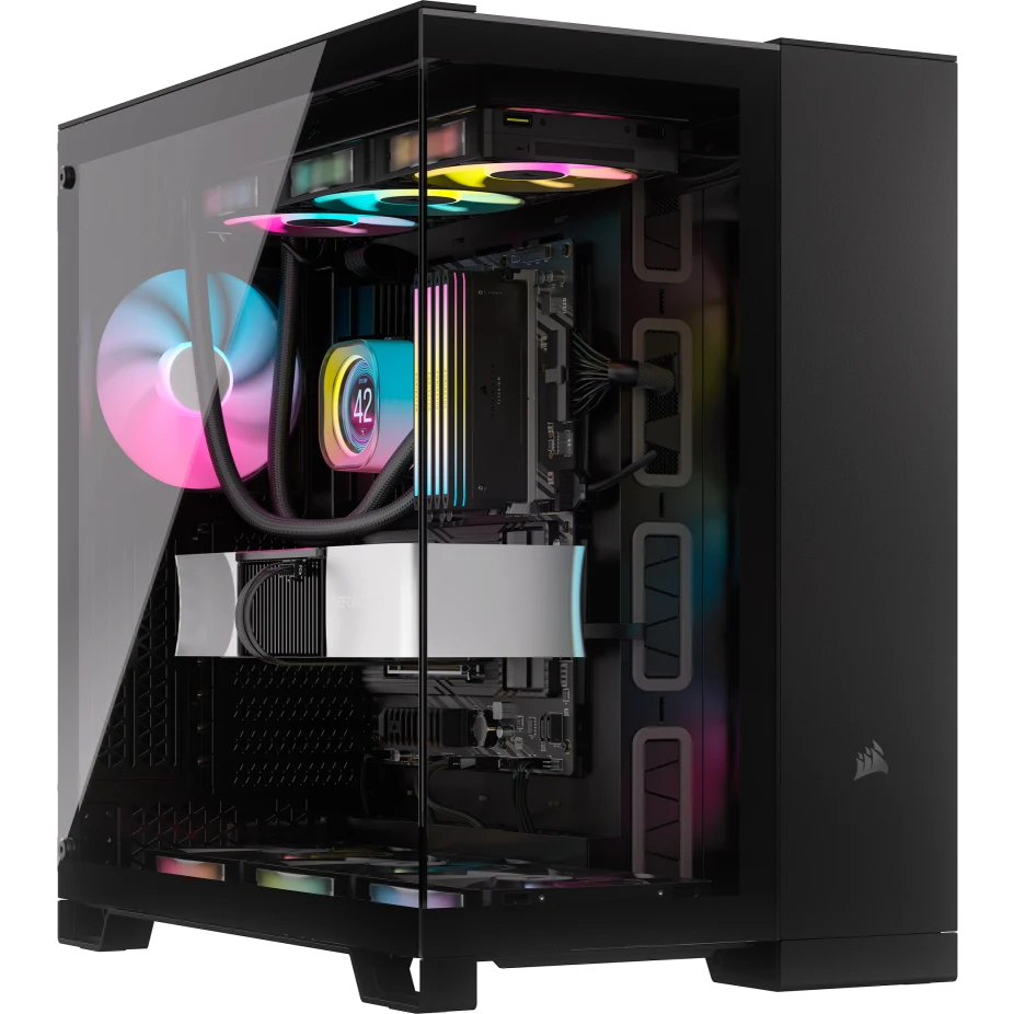 علبة كمبيوتر Corsair iCUE LINK 6500X RGB Mid Tower ATX مزدوجة الحجرات، متوافقة مع اللوحات الأم ذات الاتصال العكسي