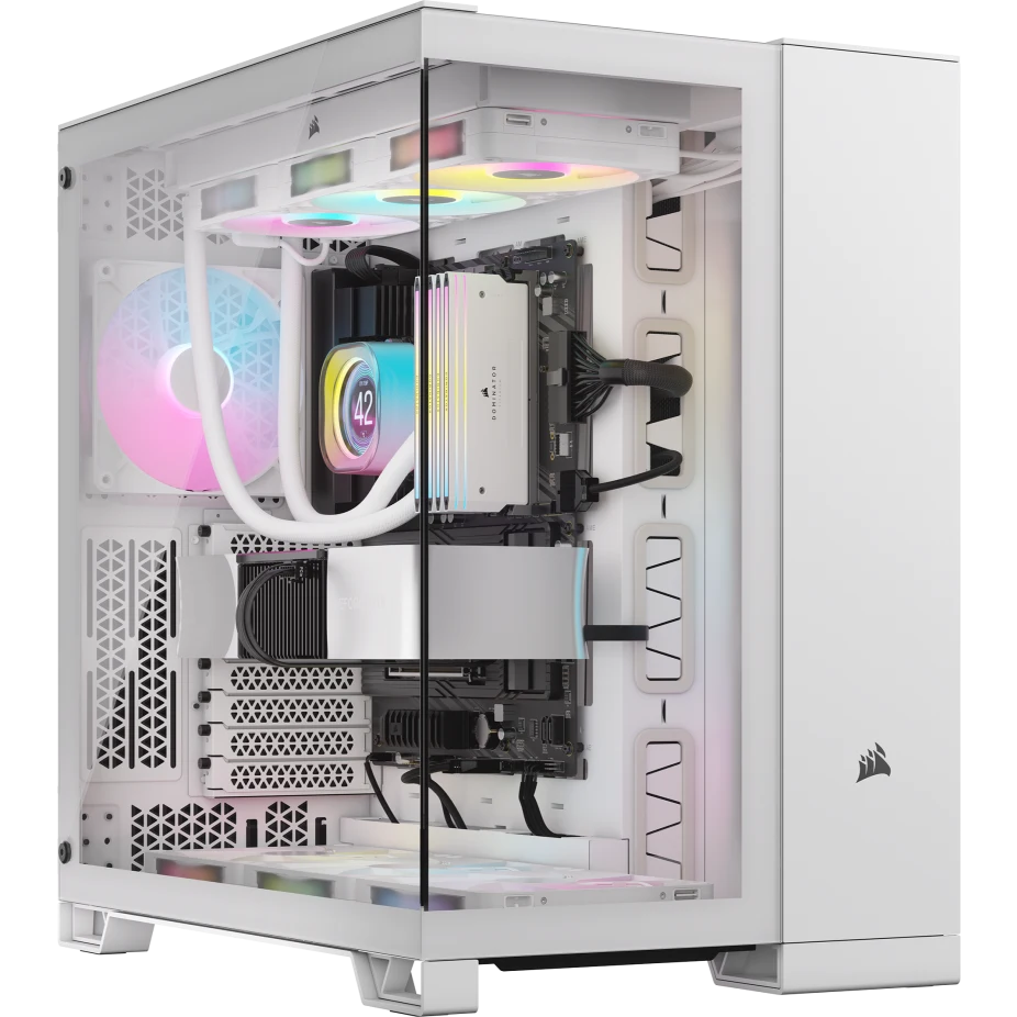 علبة كمبيوتر Corsair iCUE LINK 6500X RGB Mid Tower ATX مزدوجة الحجرات، متوافقة مع اللوحات الأم ذات الاتصال العكسي