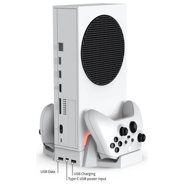 حامل عمودي للتبريد متعدد الوظائف 3 في 1 من دوبي لوحدة تحكم Xbox Series S، أبيض - TYX-0658