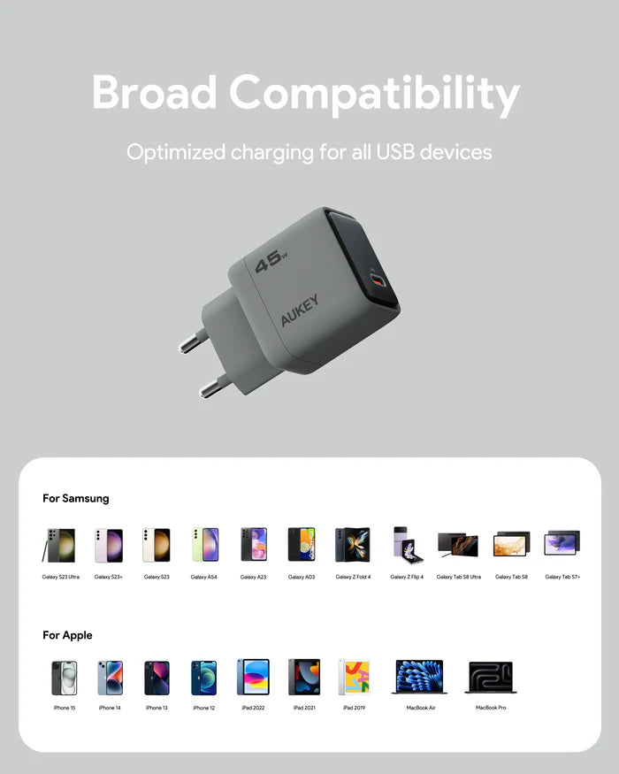 Aukey 45W PD Wall Charger with GaN Technology EU Plug