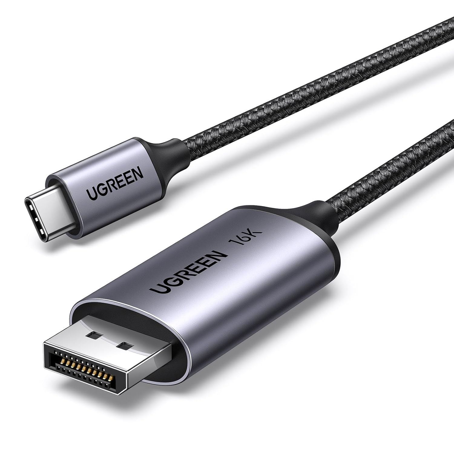 كابل Ugreen USB C إلى DisplayPort، 16K 30HZ ألمنيوم مضفر بالنيكل