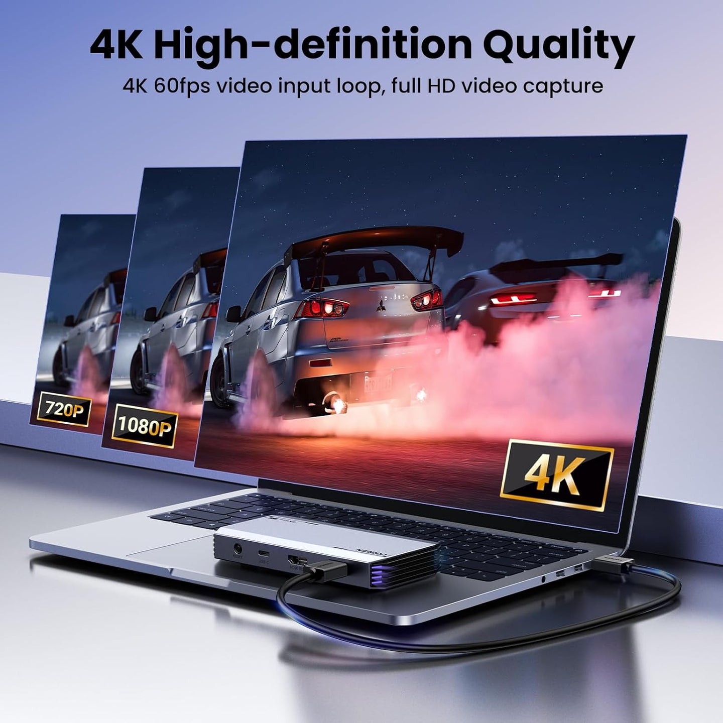 بطاقة التقاط الفيديو Ugreen 4K@60Hz، بطاقة التقاط فيديو HDMI فائقة الدقة بمنفذ USB 3.0، ذات زمن انتقال منخفض للغاية مع VRR وHDR