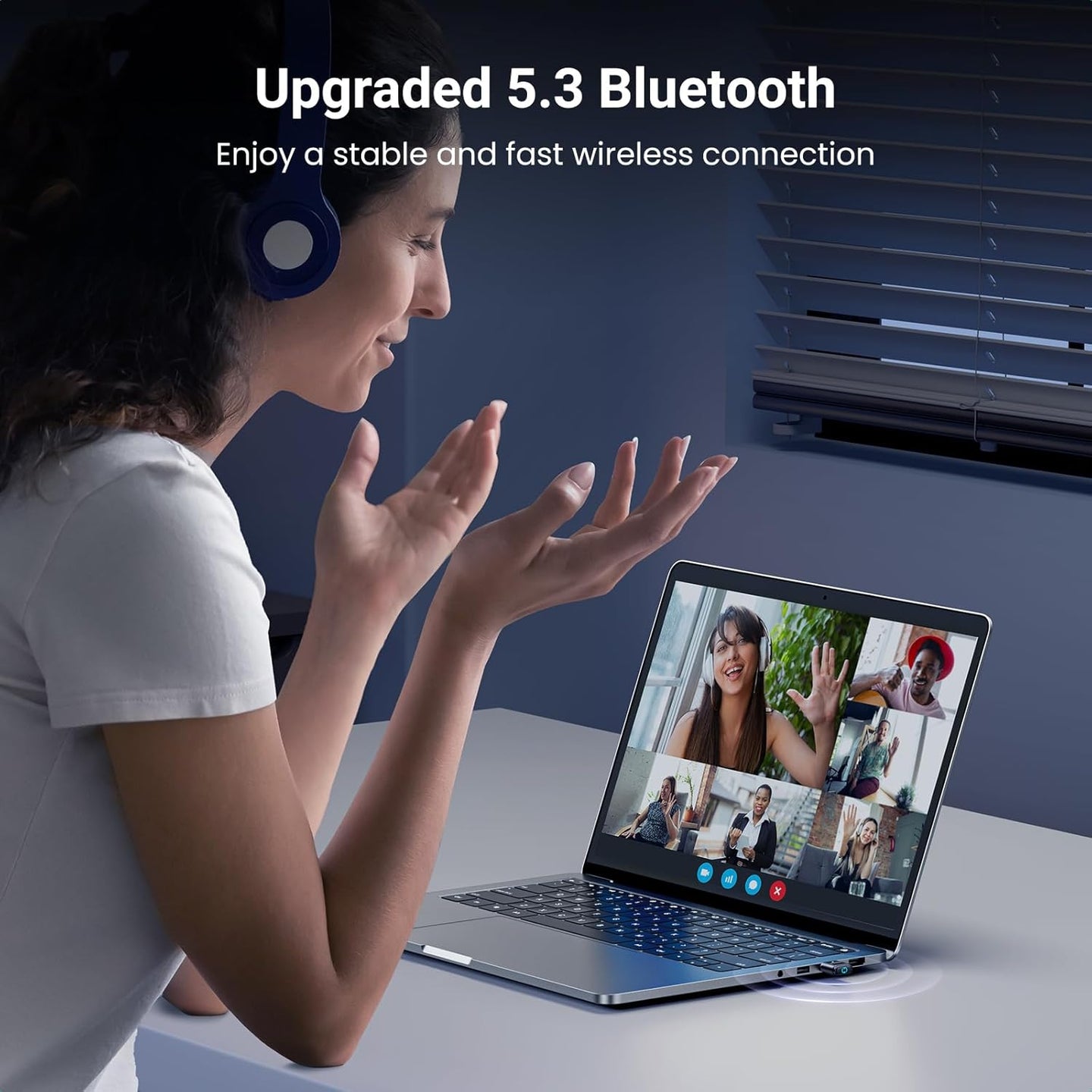 محول بلوتوث 5.3 من يوجرين للكمبيوتر، مهتز فأرة، محرك فأرة USB غير قابل للكشف بوضعين للاهتزاز