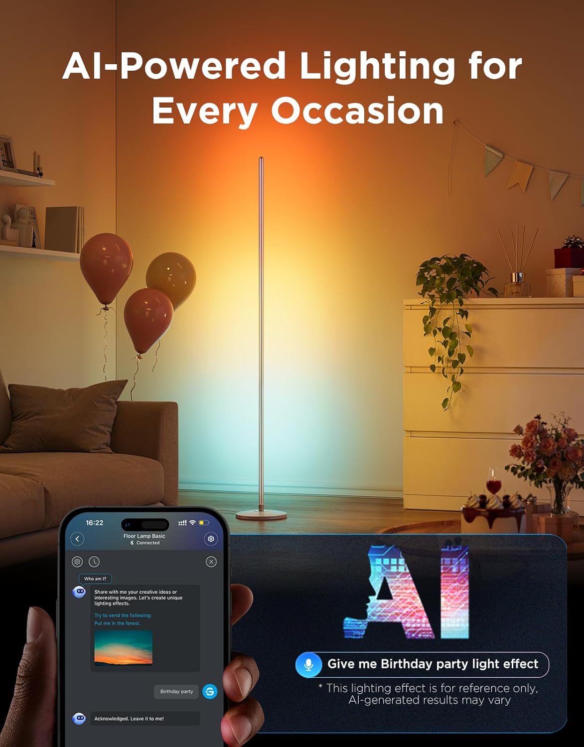 Govee Lyra Color Changing Smart Corner Floor Lamp, 24V - Silver