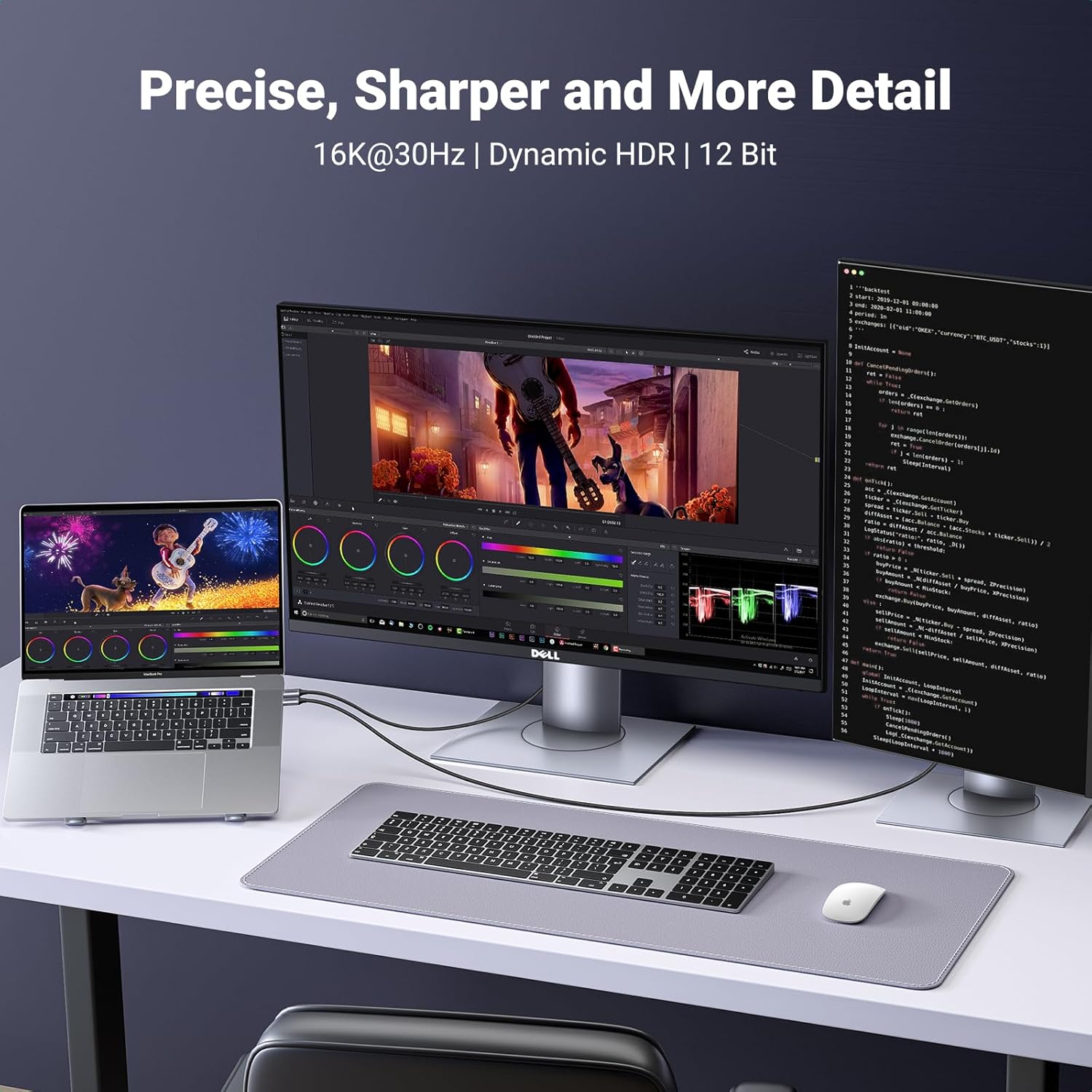 كابل Ugreen USB C إلى DisplayPort، 16K 30HZ ألمنيوم مضفر بالنيكل