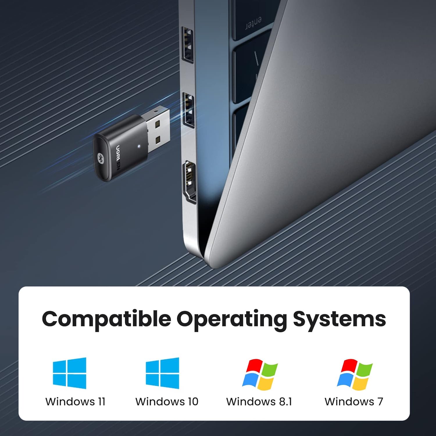 محول يو جرين USB بلوتوث للكمبيوتر الشخصي، مستقبل دونجل بلوتوث 5.0، متوافق مع أجهزة البلوتوث