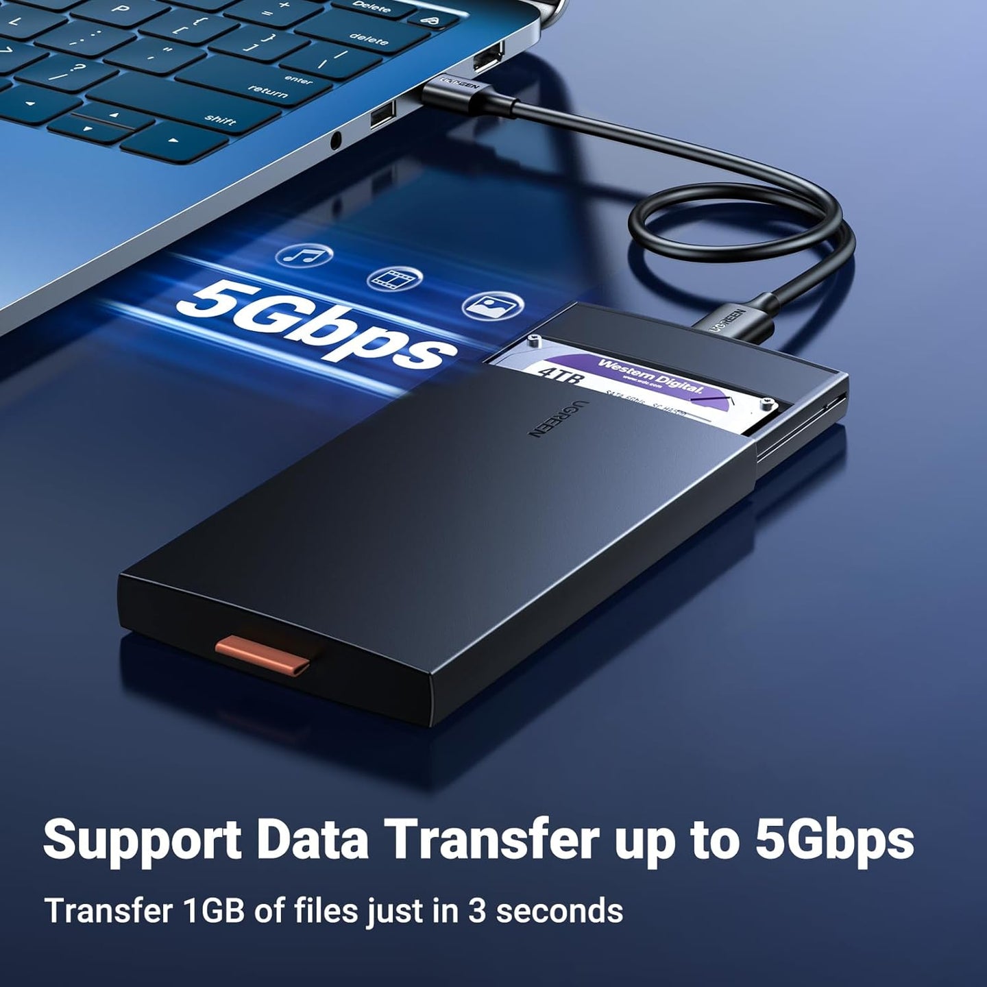 كابل Ugreen USB 3.0 ذكر A إلى Micro USB 3.0 ذكر، سرعة عالية 5 جيجابت في الثانية