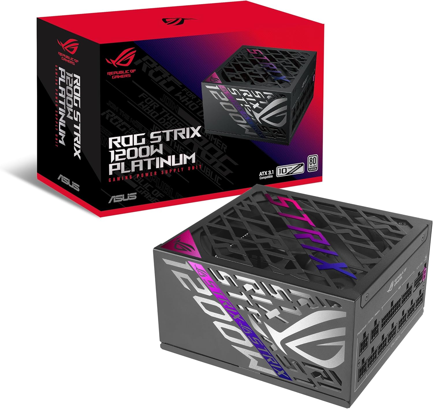 مزود طاقة من ASUS ROG Strix Gaming بمعيار 80 Plus Platinum قابل للتعديل