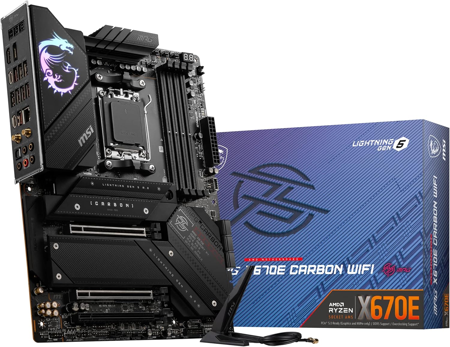 لوحة الأم للألعاب MSI MPG X670E Carbon WiFi، ذاكرة DDR5، وواجهة PCIe 5.0، وWi-Fi 6E