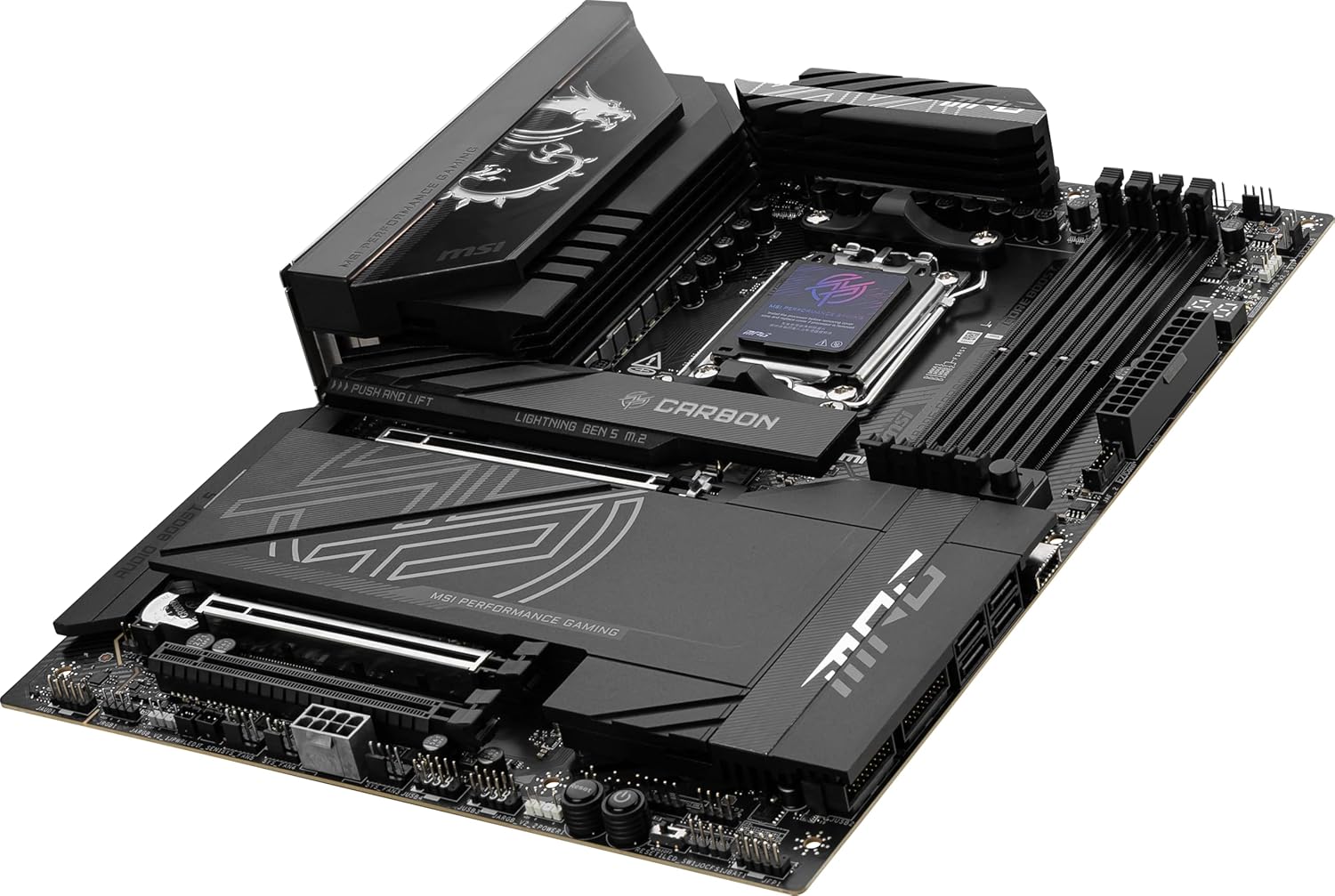 لوحة أم للألعاب MSI MPG X870E Carbon WiFi، ذاكرة DDR5، منفذ PCIe 5.0، واي فاي 7