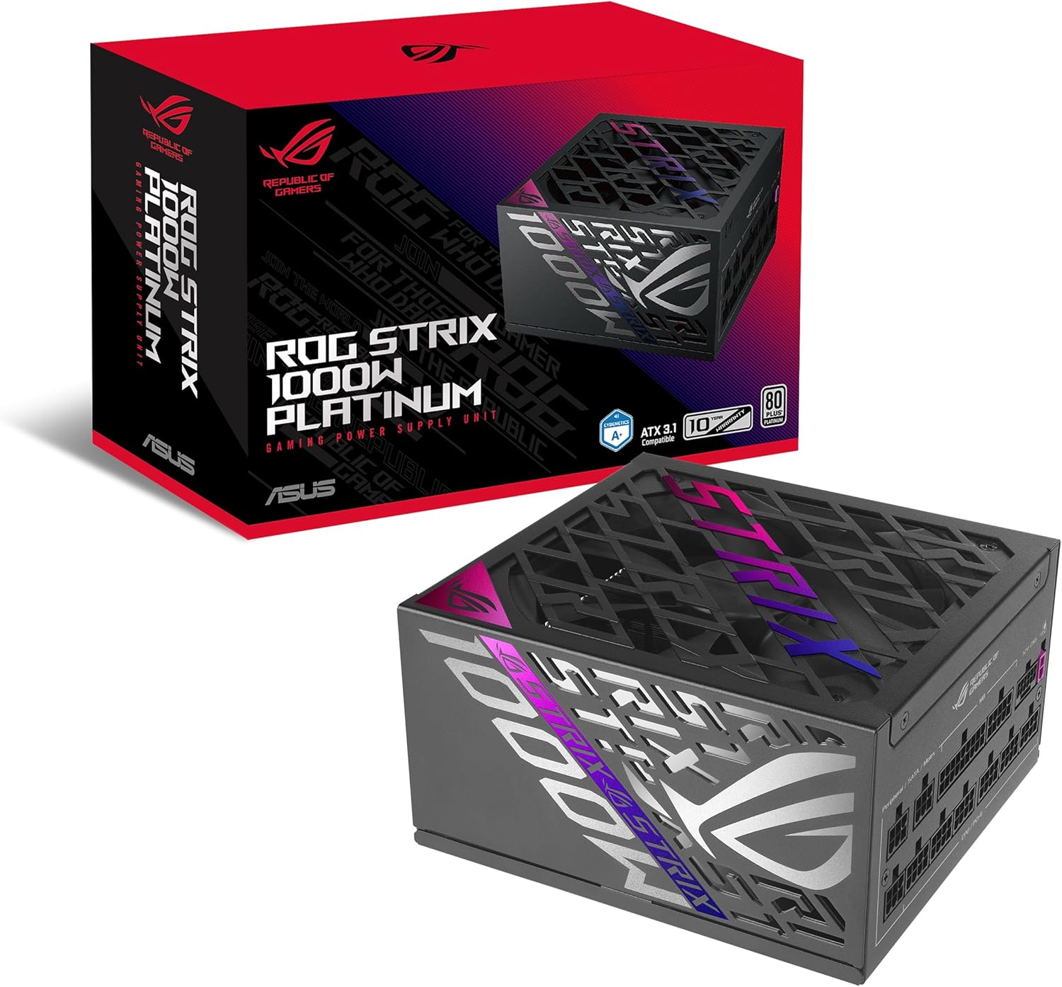 مزود طاقة من ASUS ROG Strix Gaming بمعيار 80 Plus Platinum قابل للتعديل