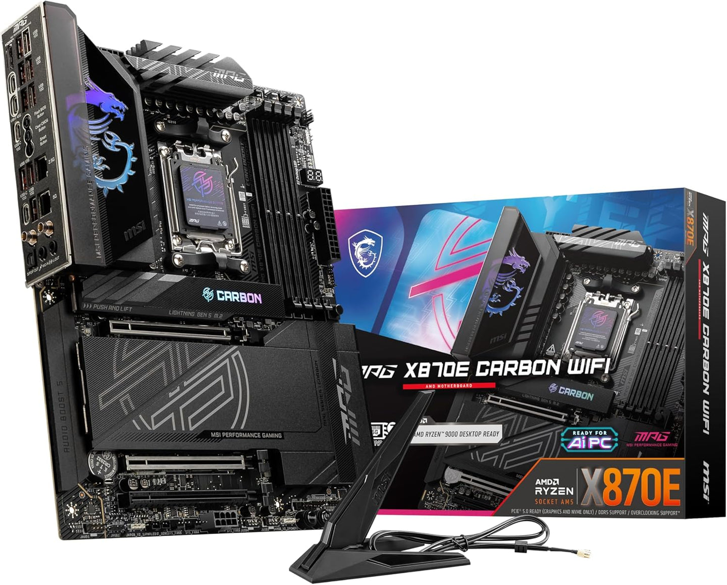 MSI MPG X870E Carbon WiFi Gaming Motherboard, DDR5, PCIe 5.0, Wi-Fi 7