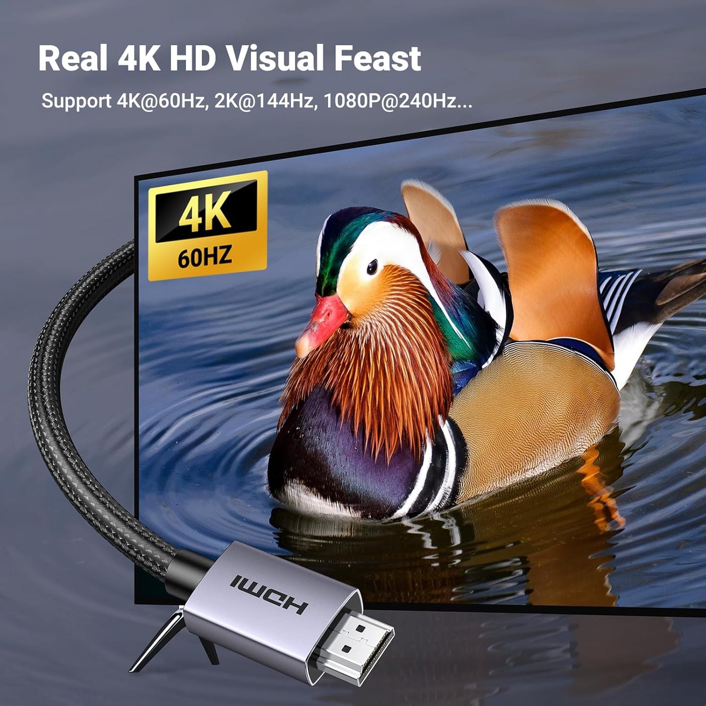 كابل Ugreen HDMI الإصدار 2.0 ذكر إلى ذكر غلاف ألومنيوم ومضفر