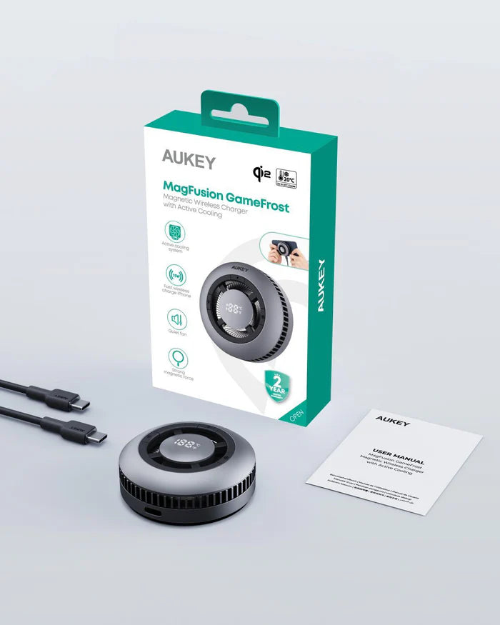 AUKEY 15W Qi2 Wireless Charger with 1.5m USB-C Cable (LC-G10-GY)