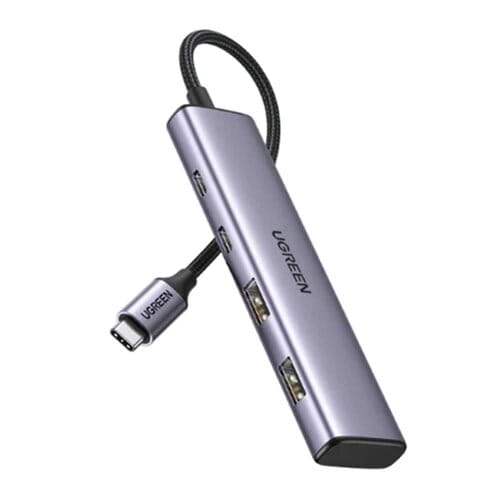 موزع USB C من الألومنيوم من يوجرين، 4 منافذ USB C مع 2 USB C و2 USB 3.0، موزع متعدد المنافذ USB-C بسرعة 5 جيجابت في الثانية